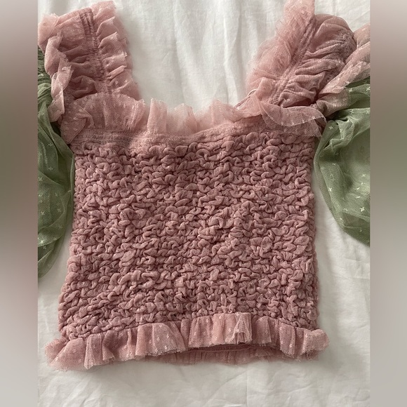 NWT Free People dusty rose & Sage green lace top - Picture 8 of 9